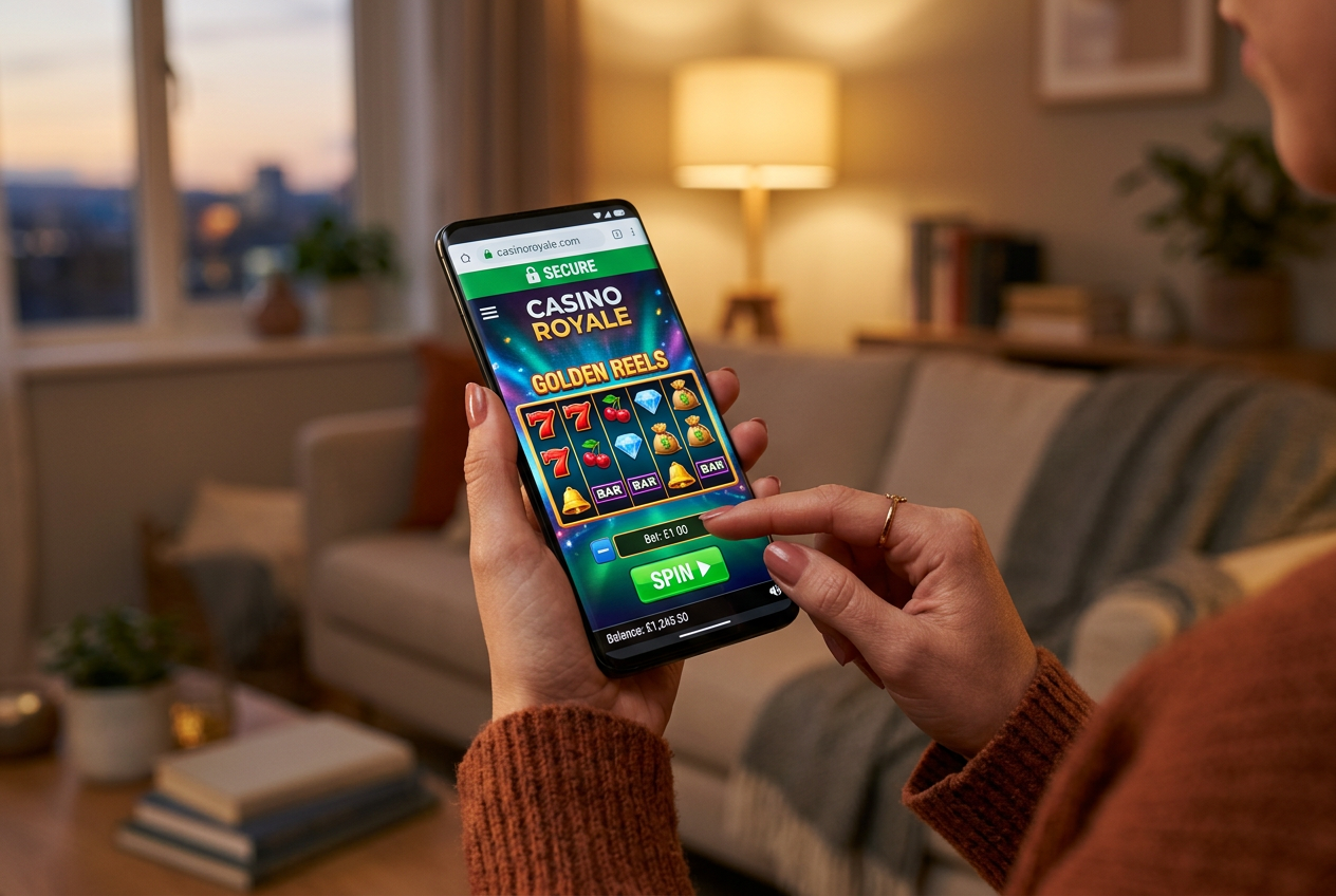 A person using a high-end smartphone for mobile gaming.