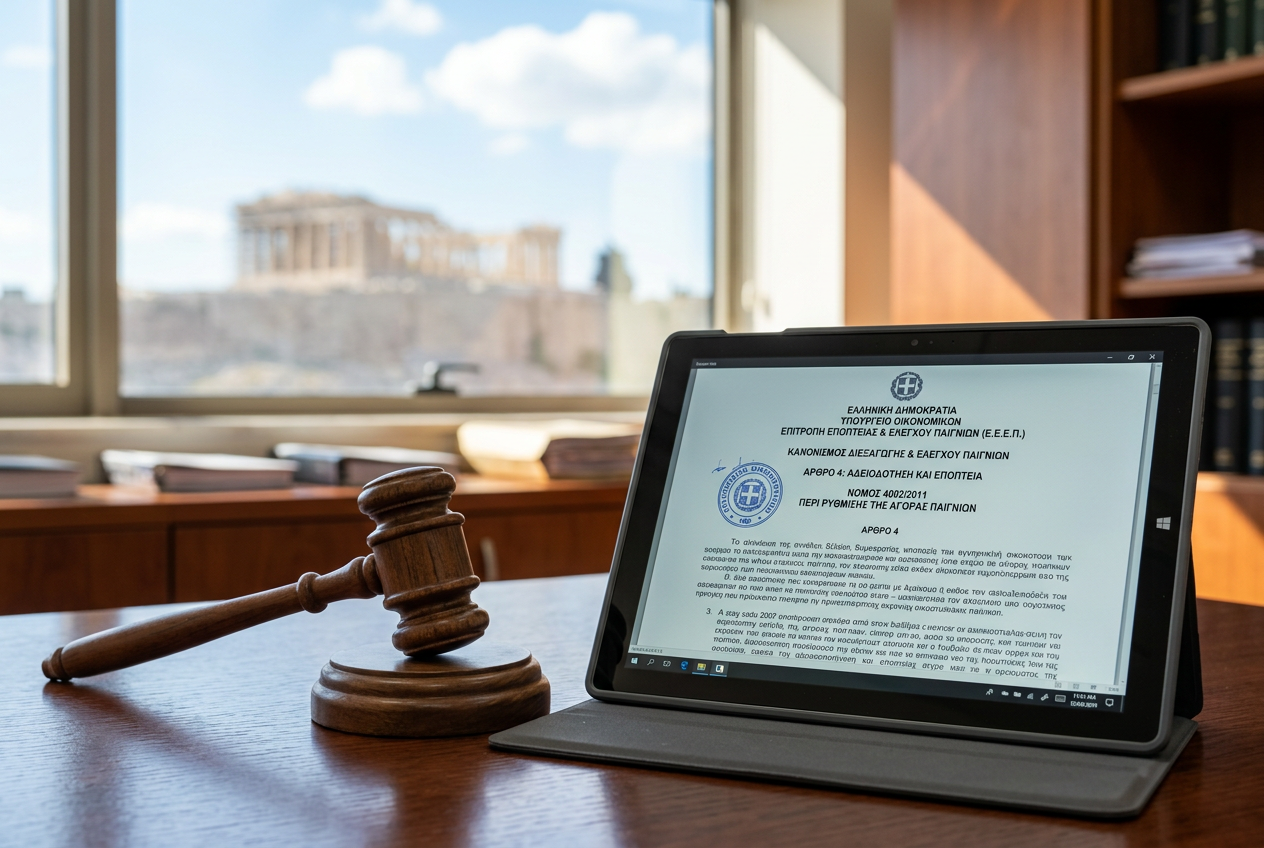 Conceptual image of legal trust and gaming regulation in Greece